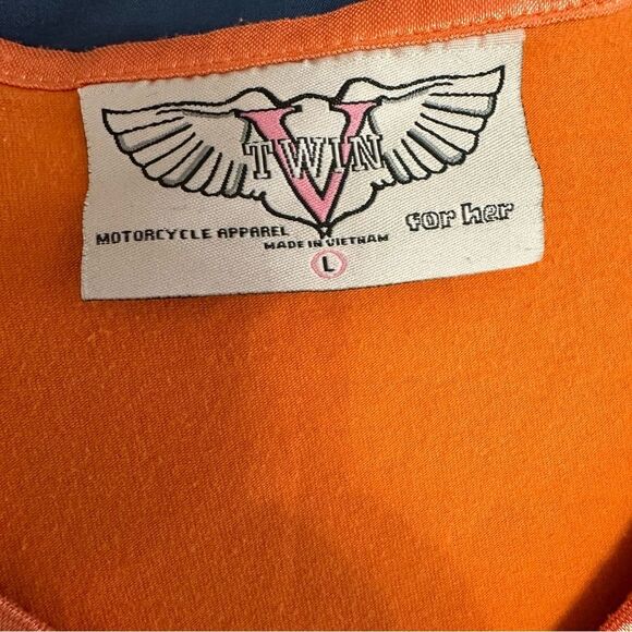 Bike Week Orange Embellished Muscle Tee with Cut Out Design - Picture 2 of 7